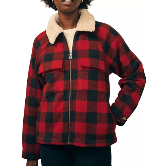 FahertyLegend Buffalo Plaid High Pile Fleece Crop Jacket NWT
